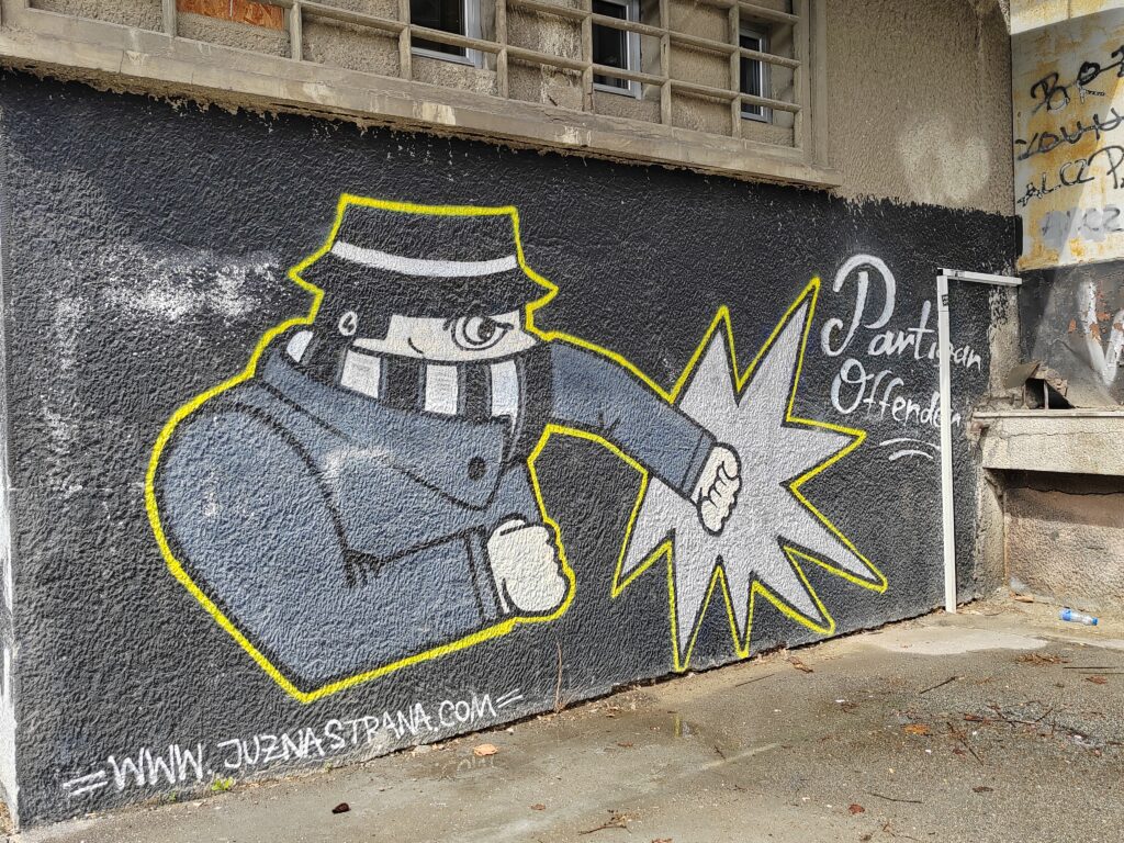 Partizan Belgrade stadium graffiti mural
